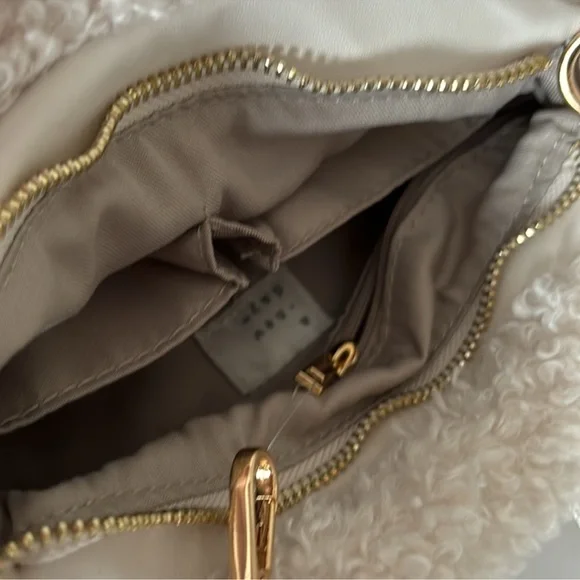 A New Day Ivory Faux Fur Clutch Crossbody Shoulder Bag - Picture 14 of 16